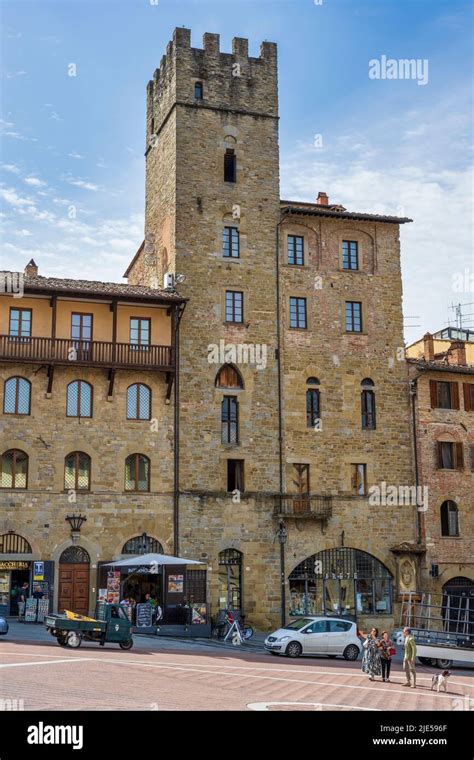 Palazzo Lappoli And Torre Faggiolana On Piazza Grande East Side In