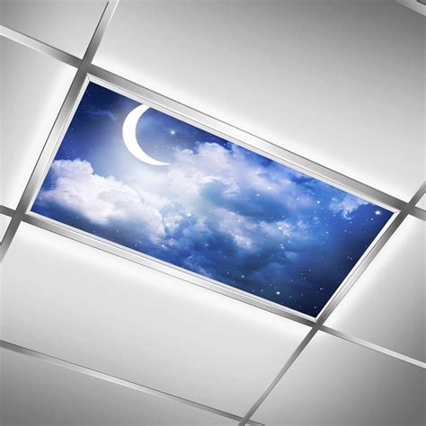 Msinmkok 2ft X 4ft Fluorescent Light Covers Moon Starry Sky Dark Blue Cloud Light Filters Easy