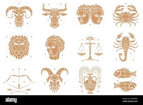 Símbolos zodiacales Ilustración vectorial Astrología signo horóscopo