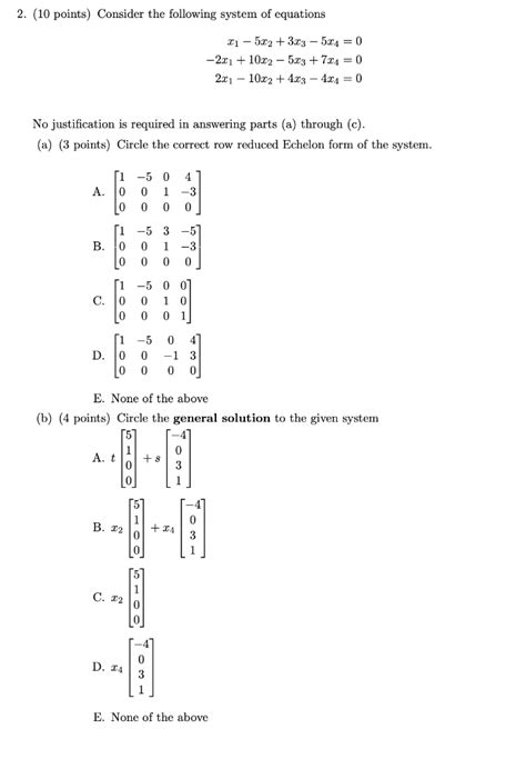 Solved 2 10 Points Consider The Following System Of