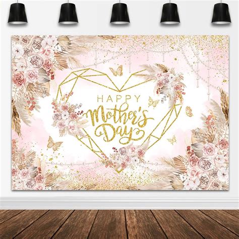 Amazon Mocsicka Happy Mother S Day Backdrop Pink Boho Floral