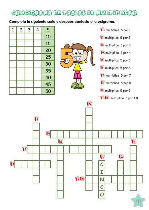 Crucigrama Tablas De Multiplicar Y Worksheet