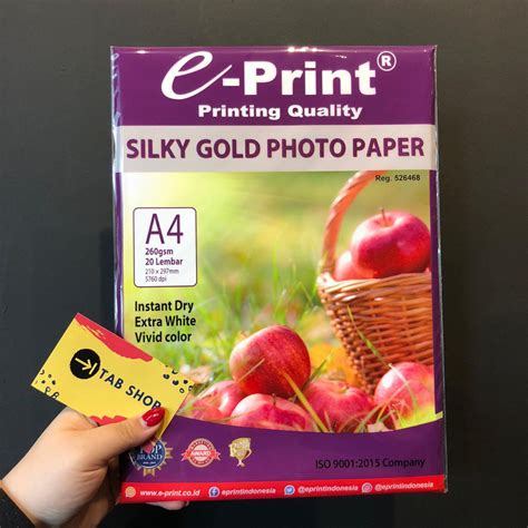 Jual TAB SHOP EPRINT SILKY GOLD PHOTO PAPER A4 260 GSM 20 LEMBAR E