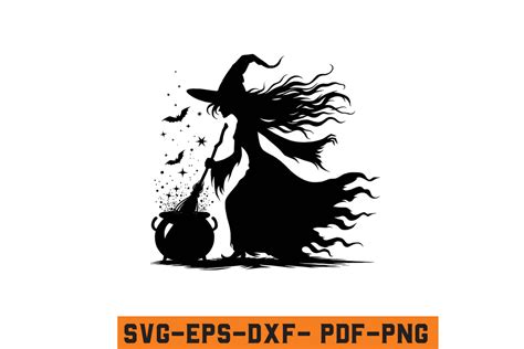 Halloween Witch Silhouette Vector Svg Graphic By Craftabledesign