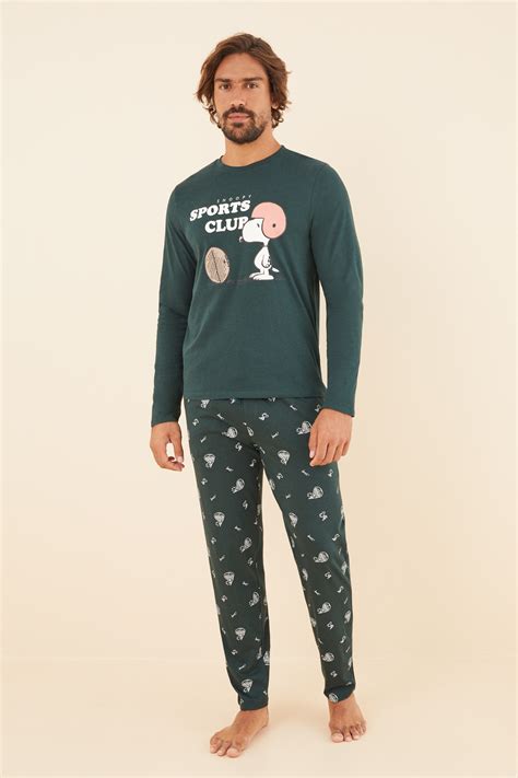 Pijama larga hombre 100 algodón Snoopy Pijamas de hombre