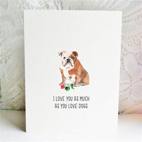 English Bulldog Card, Dog Valentine, Bulldog Valentine's Day Card - Etsy