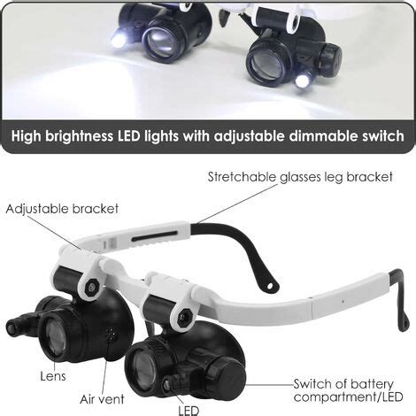 Lunettes Loupe Fixation Sur La T Te Bandeau Loupe Avec Lumi Re Led