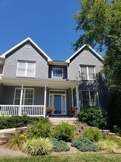 Brick House Painted With A Customized Beautiful Gray Color Reardon