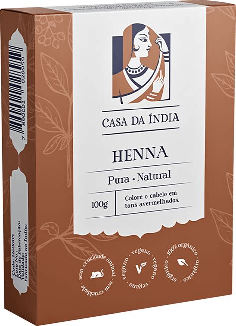 Henna para Cabelos Casa da Índia Pura Natural Beleza na Web