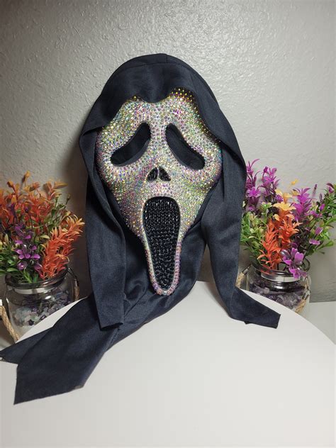 Blinged Scream Ghost Halloween Mask Bling Adult Costume Bedazzled Horror Facemask Masquerade