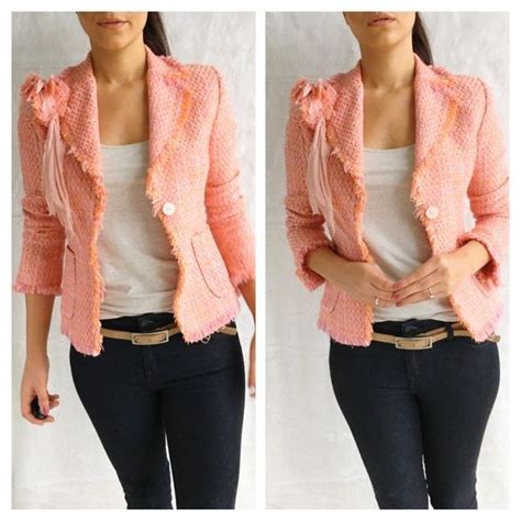 Zara Pink Tweed Blazer Jacket Pink Tweed Tweed Blazer Blazer Jacket