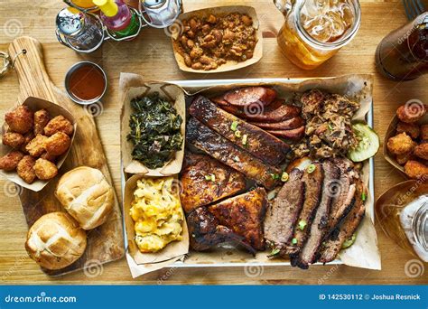 Texas Style Bbq Meal with All the Fixings Stock Photo - Image of sauce ...