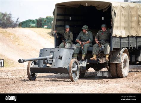 Pak German Anti Tank Gun Being Towed By A Citroen T Heavy Truck