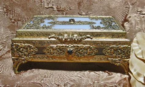 Antique Gold Ornate Jewelry Box 1900s