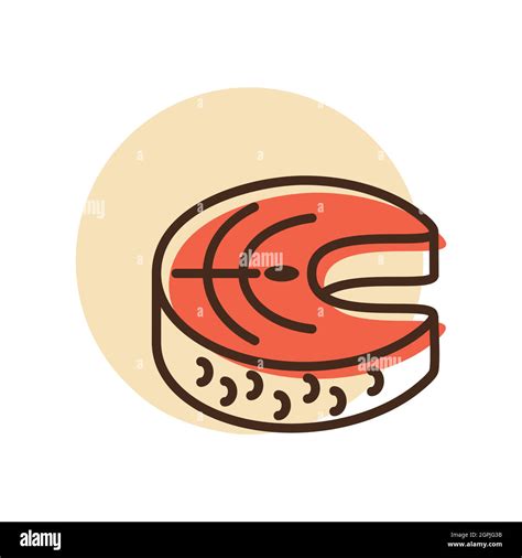 Steak Of Red Fish Salmon Vector Icon Stock Vector Image Art Alamy