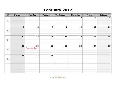 February 2017 Calendar