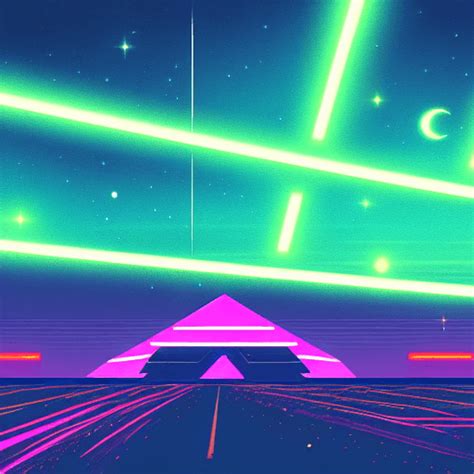 Night Sky Synthwave Neon Futuristic Graphic · Creative Fabrica