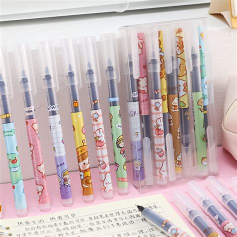 8 Pcsset Liquid Roller Pen Ink Straight Liquid Gel Pen Set 05mm