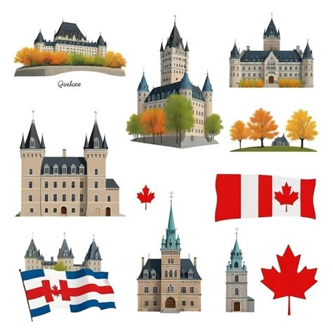 Quebec Vector Set White Background Isolated A High Quality Premium Ai