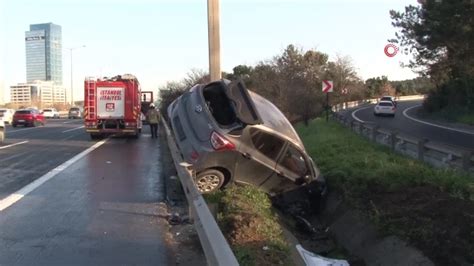 Ümraniye de direksiyon hakimiyetini kaybeden sürücü bariyere çıktı