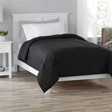 Mainstays Reversible Ultra Soft Solid Comforter In A Bag Black Twin