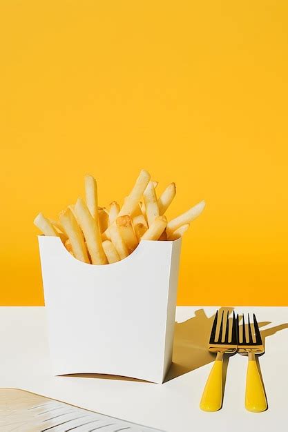 White Cardboard Packaging Of French Fries Premium Ai Generated Image