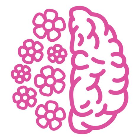 Brain With Flowers Stroke Png And Svg Design For T Shirts