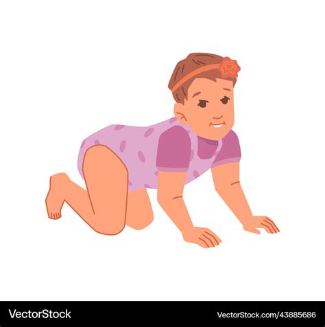 Crawling baby girl small toddler child Royalty Free Vector