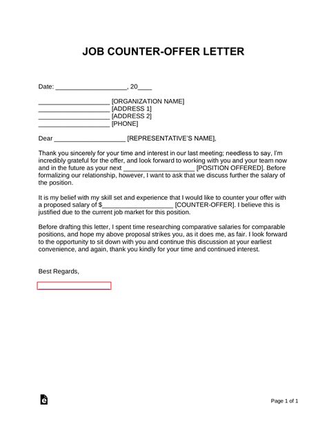 Counter Offer Letter Template Download