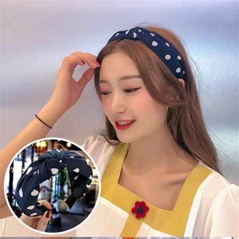 Jual Miss Curiosity Bandana Wanita Bando Korean Style Motif Titik Titik