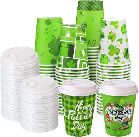 Amazon Patelai Pcs St Patrick S Day Shamrock Cups With Lids