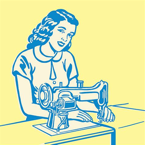 560 Woman With Sewing Machine Stock Illustrations Royalty Free Vector