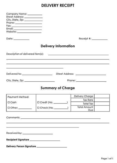 10 Free Delivery Receipt Templates Word PDF