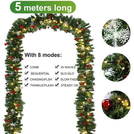 Hengda Ft X Christmas Garland Decorations Pre Lit With Led