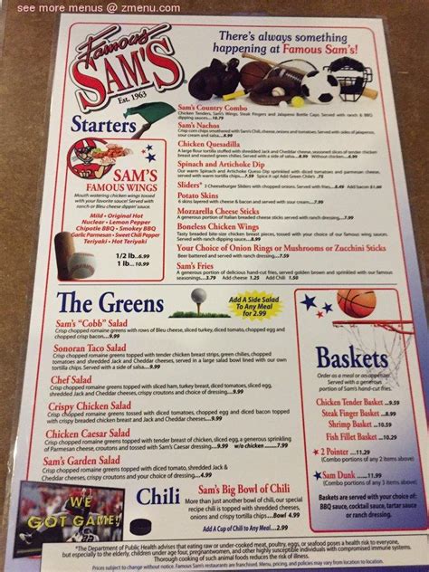 Online Menu of Famous Sams Restaurant, Tucson, Arizona, 85745 - Zmenu