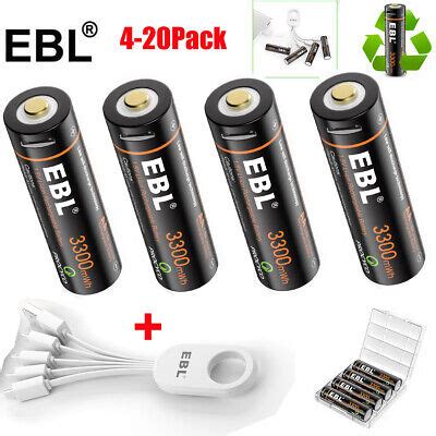 EBL 1 5V USB Rechargeable AA Lithium Battery 3300mwh Li Ion Batteries