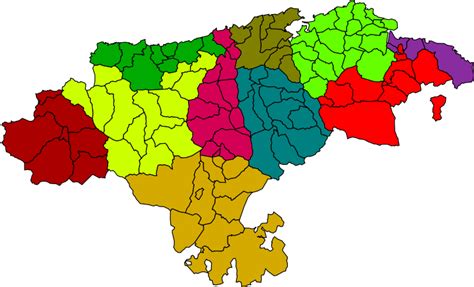 Map Of The Municipalities And Comarcas Of Cantabria Cantabria Map