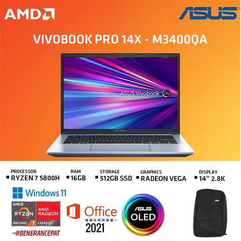 Jual ASUS VIVOBOOK PRO 14X OLED M3400QA OLEDS751 RYZEN 7 5800H 16GB