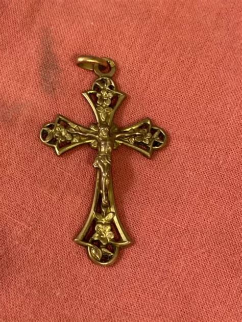 ANCIENNE CROIX PENDENTIF en Plaqué Or Jaune Fix EUR 10 00 PicClick FR