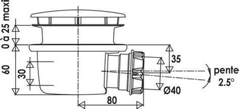 Bonde de douche horizontale extra plate ø90 valentin 374 02