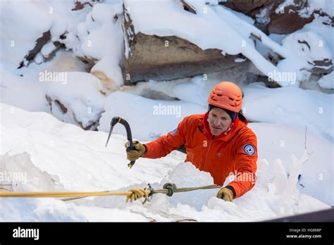 Ouray, Colorado - Ice climbing in Ouray Ice Park Stock Photo - Alamy