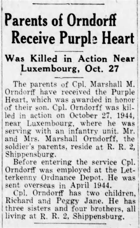 Cpl Marshall Maynard Orndorff Find A Grave Memorial