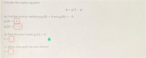 Solved Consider The Logistic Equation Y˙ Y 1−y A Find The