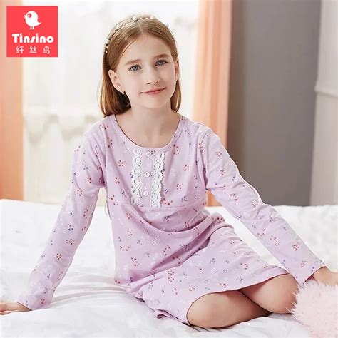 Tinsino Children Girls Autumn Nightgowns Long Sleeve Lace Nightdress ...