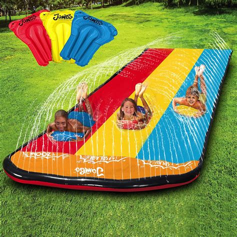 Jambo Triple Lane Slip Splash And Slide Heavy Duty Water Slide For