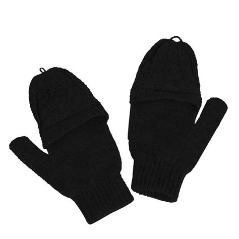 Winter Knitted Convertible Fingerless Gloves Wool Mittens Warm Mitten