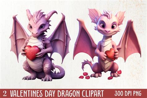 Watercolor Valentine's Day Dragon Clipart, Dragon Watercolor