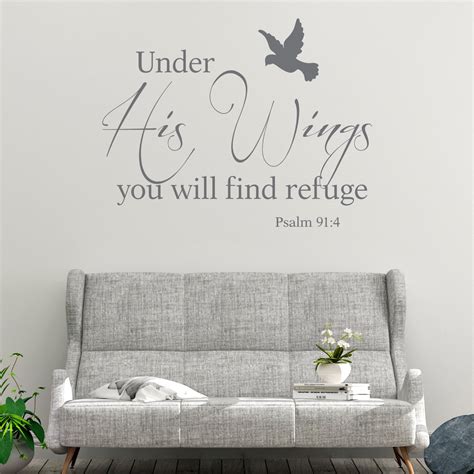 Angel Wings Wall Decor Christian Wall Art Large He Will Cover You