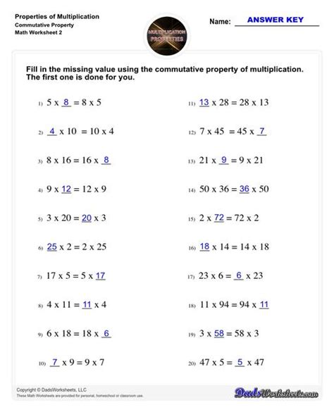 Grade 4 Commutative Property Of Multiplication Worksheet