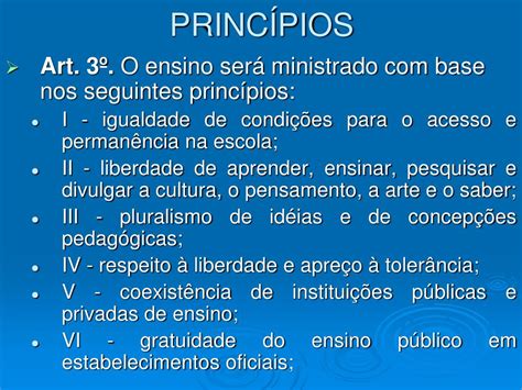 O Ensino Ser Ministrado Base Nos Seguintes Princ Pios